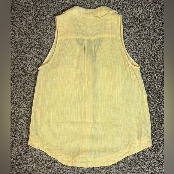 pastel yellow linen button down anthropologie blouse - Picture 5 of 8